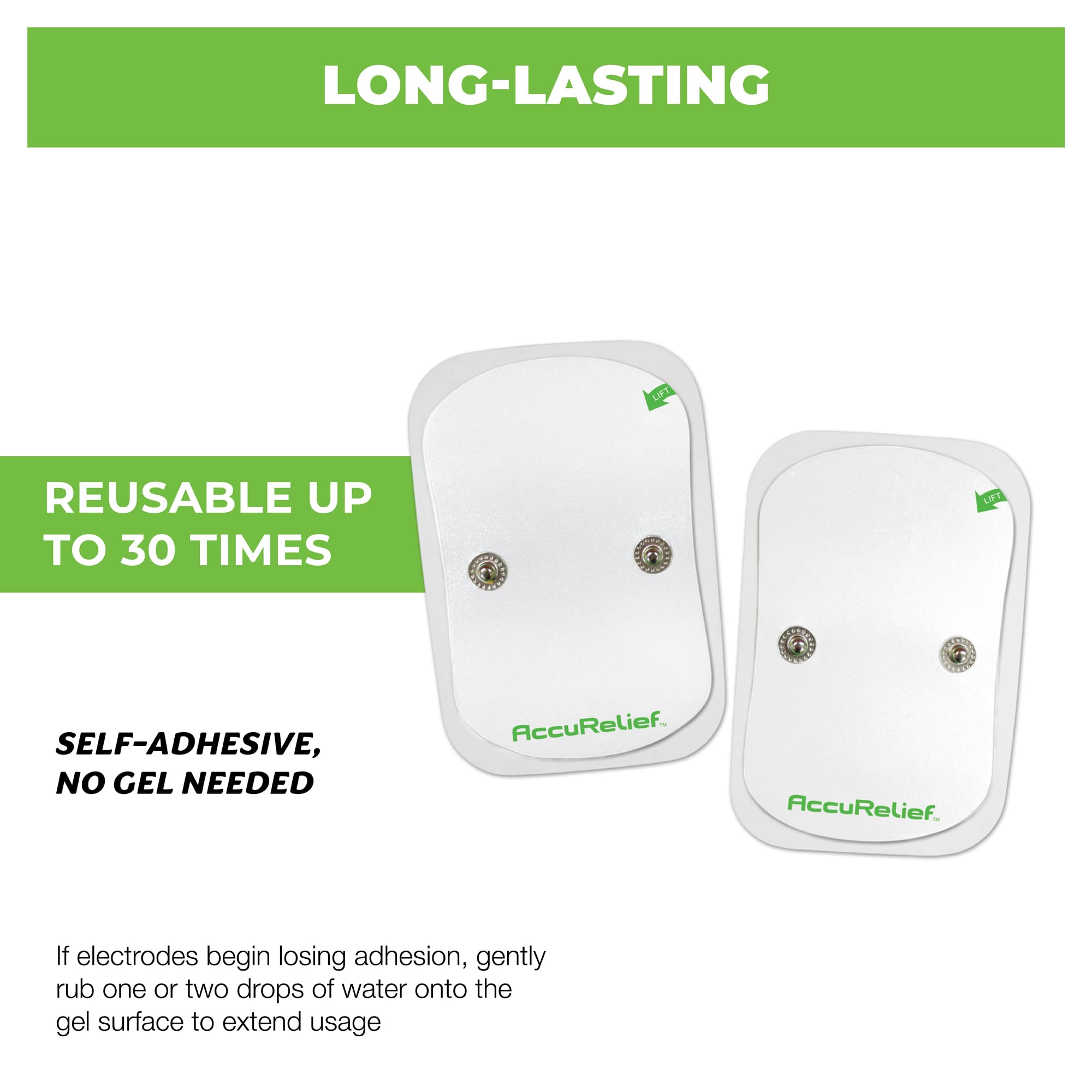 AccuRelief Wireless TENS Electrotherapy Pain Relief System Supply Kit (Packaging May Vary), Works with AccuRelief Wireless Remote Control TENS Device (ACRL-9000), 2 Pair (Pack of 1) - TrustMedUSA