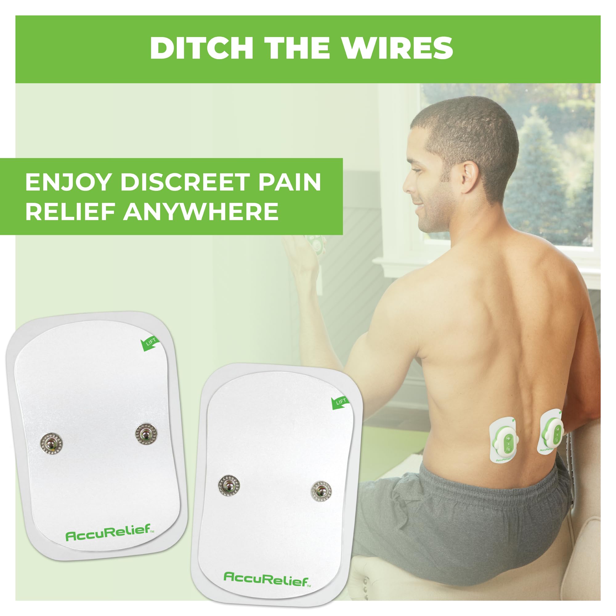 AccuRelief Wireless TENS Electrotherapy Pain Relief System Supply Kit (Packaging May Vary), Works with AccuRelief Wireless Remote Control TENS Device (ACRL-9000), 2 Pair (Pack of 1) - TrustMedUSA