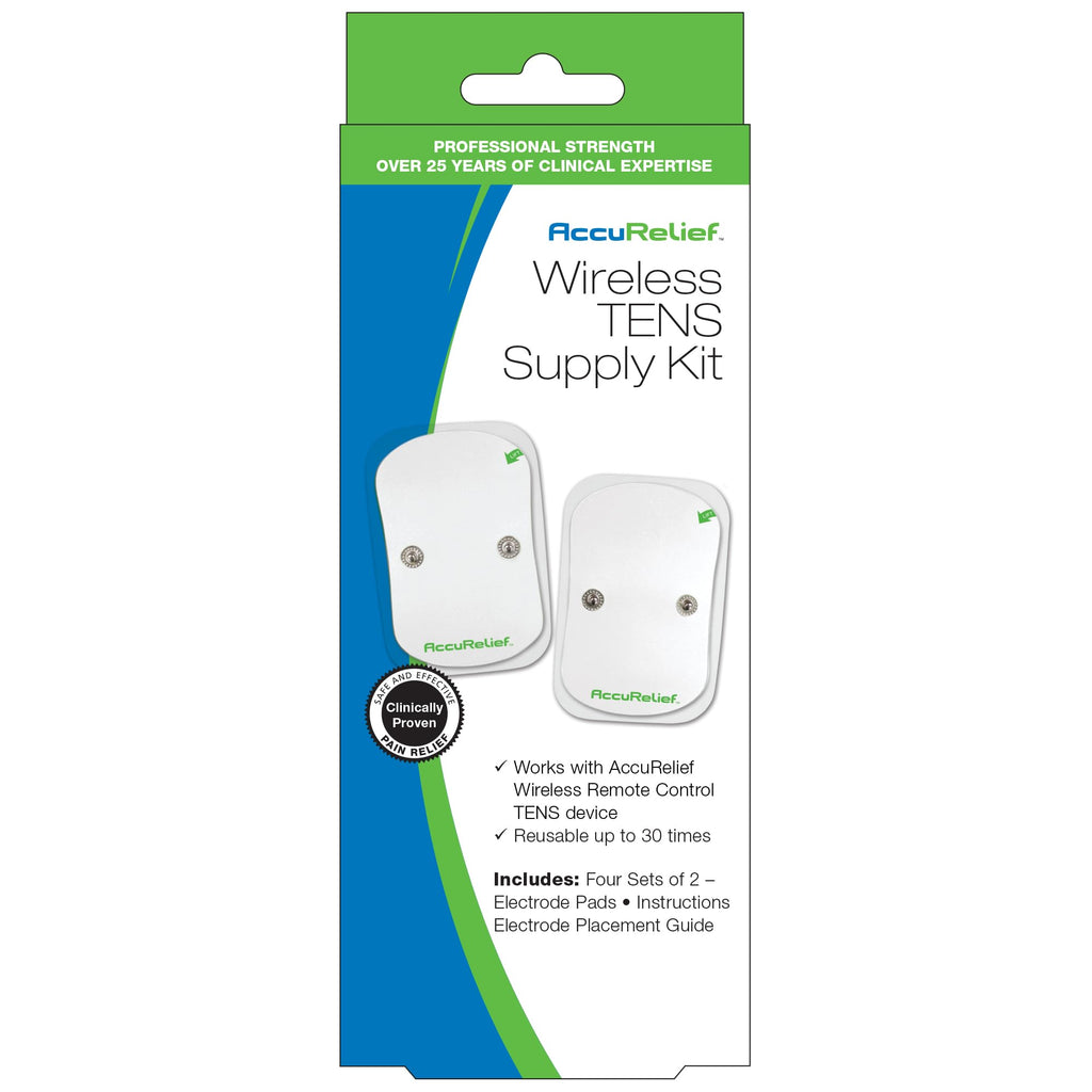 AccuRelief Wireless TENS Electrotherapy Pain Relief System Supply Kit (Packaging May Vary), Works with AccuRelief Wireless Remote Control TENS Device (ACRL-9000), 2 Pair (Pack of 1) - TrustMedUSA