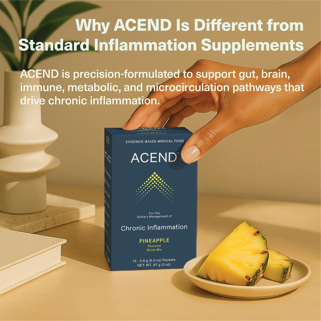 ACEND Advanced Inflammatory Support Powdered Drink Mix | Evidence-Based Polyphenols + Prebiotic Fiber + Probiotics | D3+K2, Minerals & Electrolytes | Non-GMO - TrustMedUSA