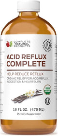 Acid Reflux Relief Liquid 16oz - Organic Heartburn Support Formula, Natural GERD Aid with Aloe Ginger Garlic Vanilla, Fast Absorbing Amish Remedy, Certified Organic Kosher Made in USA Supplement - TrustMedUSA