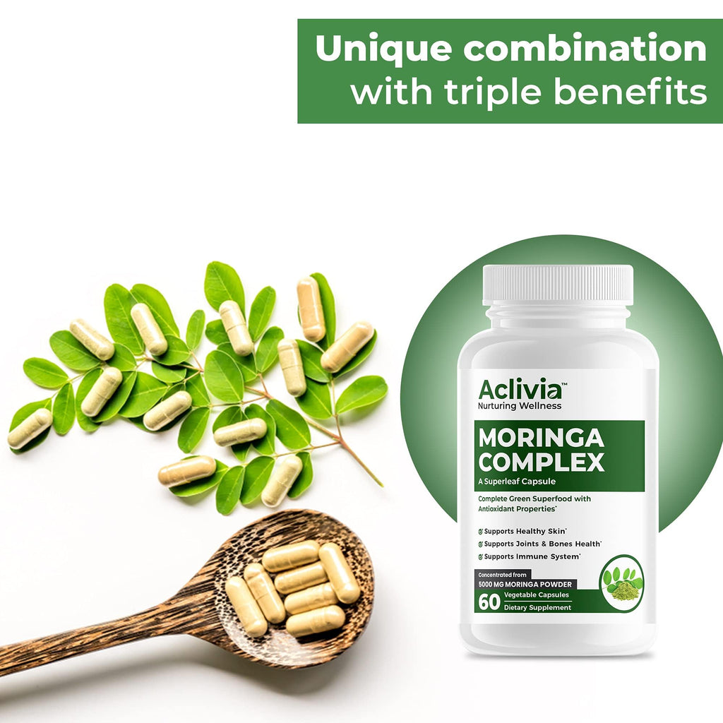 Aclivia - Moringa Complex - Maximum Strength Moringa Oleifera Leaf & Seed Supplement - Superfood Capsules with Antioxidant Properties - 5000mg - 60 Capsules - TrustMedUSA