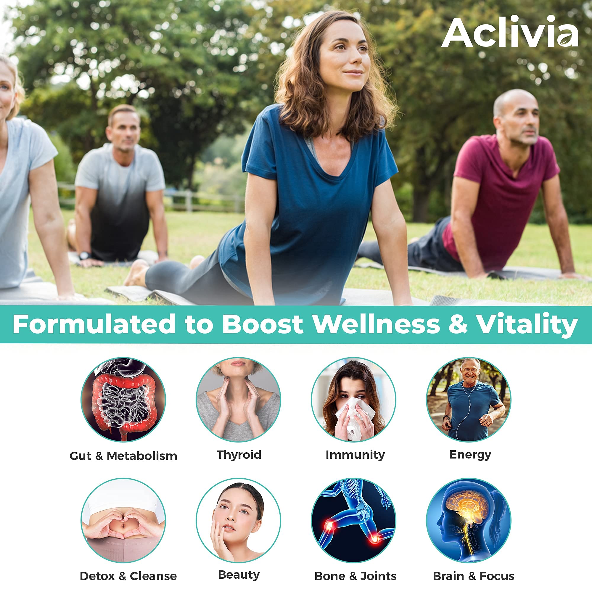 Aclivia - Organic Irish Sea Moss Capsules with Bladderwrack & Burdock Root - 102 Minerals Sea Moss Supplement - Thyroid Support, Immune Boost - Non-GMO (60 Count) - TrustMedUSA