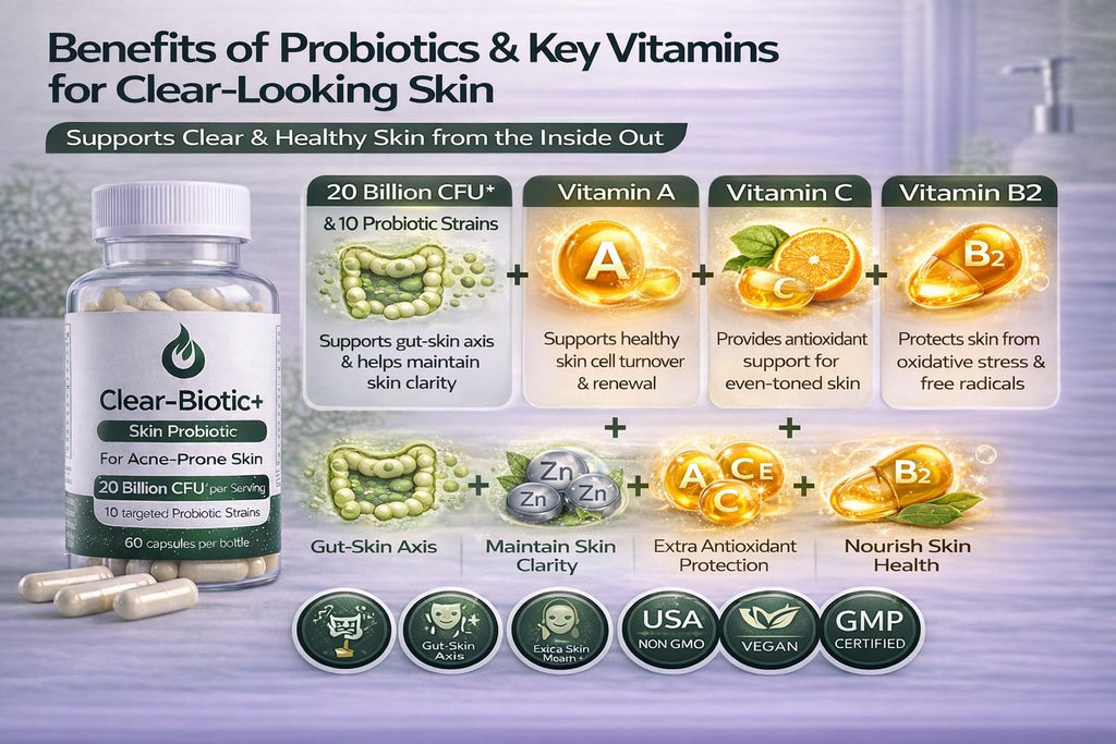 Acne Pills Probiotic Acne Supplements for Teens & Adults - Hormonal Acne Vitamins, Gut Health for Clear Skin, Non-GMO (60 Capsules) Gut Skin Axis - TrustMedUSA