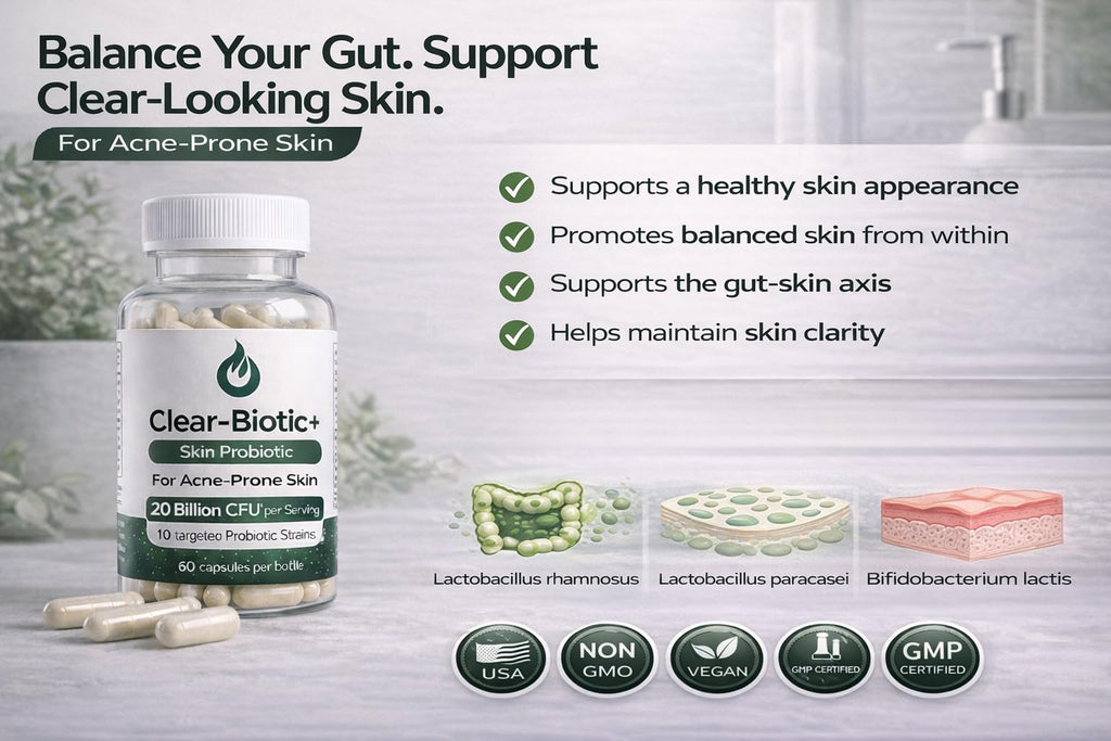Acne Pills Probiotic Acne Supplements for Teens & Adults - Hormonal Acne Vitamins, Gut Health for Clear Skin, Non-GMO (60 Capsules) Gut Skin Axis - TrustMedUSA