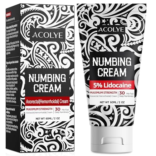 Acolye Numbing Cream Maximum Strength : 5% Lidocaine Topical Anesthetic - Extra Strength 5X Numbing with Menthol Arnica and Emu Oi (2 Fl Oz, Mint Flavor) - TrustMedUSA