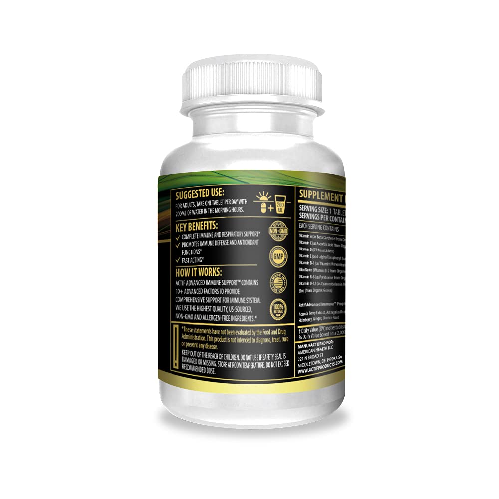 Actif Advanced Immune Support with 10+ Factors for Immunity Booster - 100% Natural, Non-GMO, 60 count - TrustMedUSA