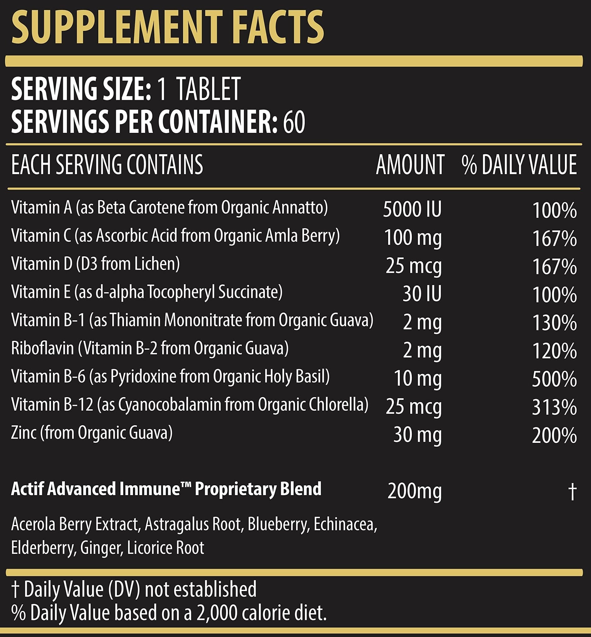 Actif Advanced Immune Support with 10+ Factors for Immunity Booster - 100% Natural, Non-GMO, 60 count - TrustMedUSA