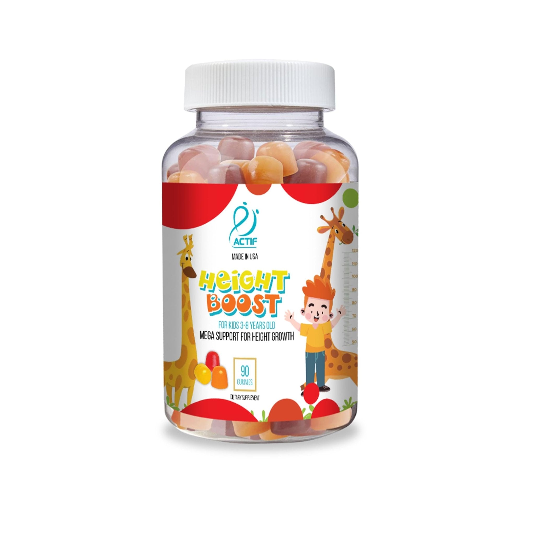 Actif Height Boost Mega Support for Kids 3-8 Years Old, Height Growth with 10+ Factors, 60 Gummies, Strawberry Flavor, Get Tall Fast Formula - TrustMedUSA