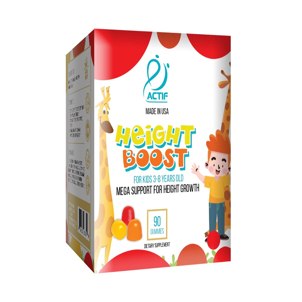 Actif Height Boost Mega Support for Kids 3-8 Years Old, Height Growth with 10+ Factors, 60 Gummies, Strawberry Flavor, Get Tall Fast Formula - TrustMedUSA