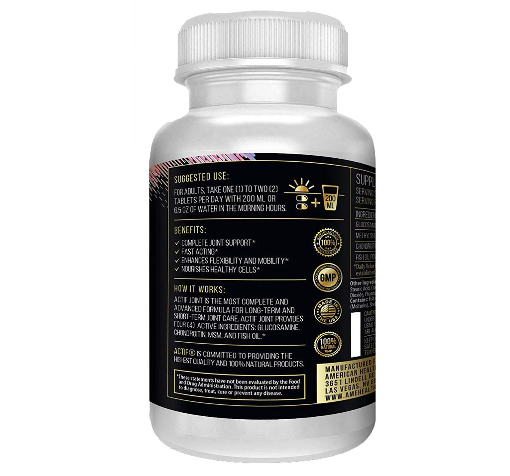 Actif Joint 4-in-1 Fast Relief Maximum Strength, Clinical Formula, 120ct, Made in USA - TrustMedUSA