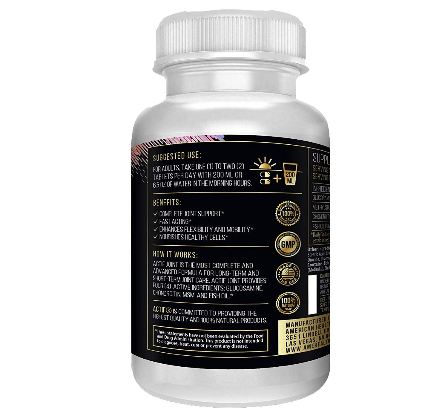 Actif Joint 4-in-1 Fast Relief Maximum Strength, Clinical Formula, 120ct, Made in USA - TrustMedUSA