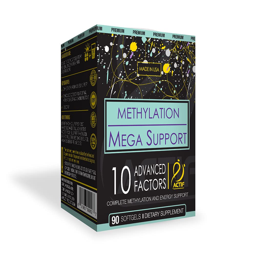 ACTIF Methylation Mega Support with 10 Advanced Factors and Organic Folate – 100% Natural, Non-GMO, 90 Count - TrustMedUSA