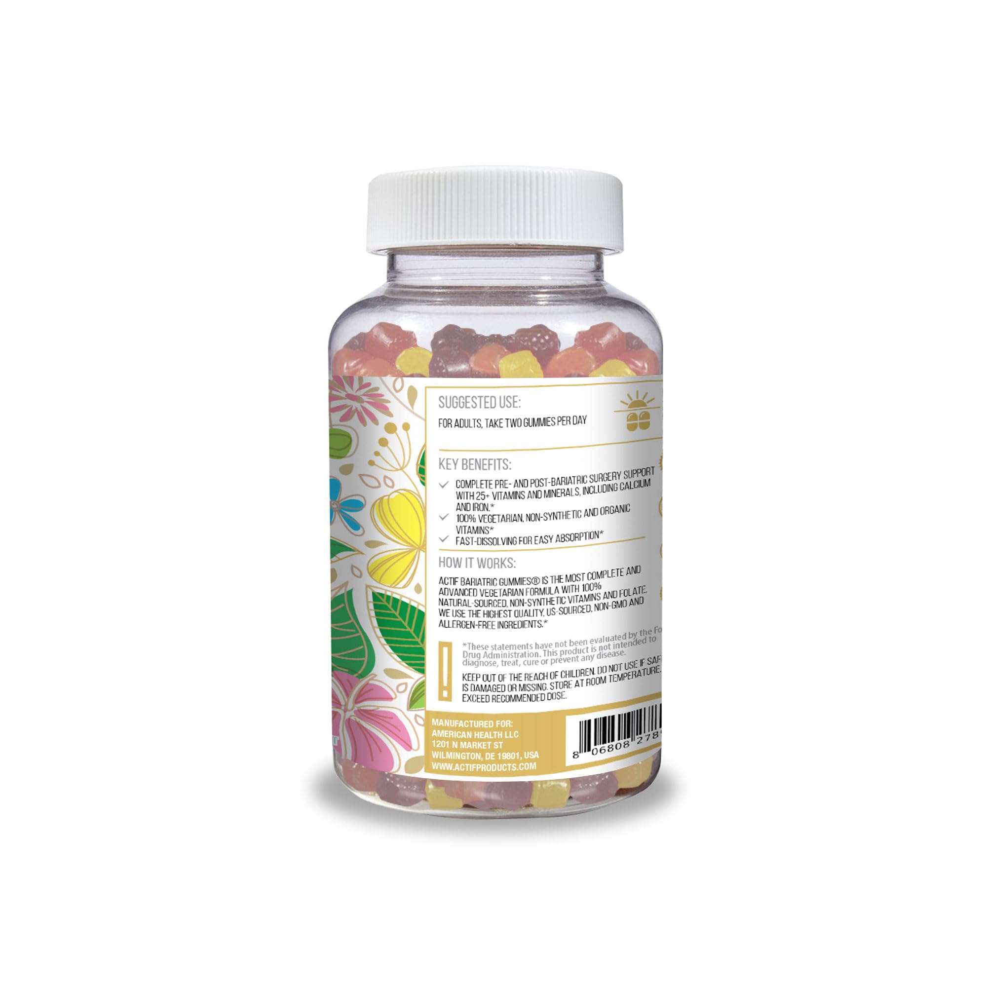 ACTIF Organic Bariatric Gummies with 25+ Organic Vitamins and Minerals for Bariatric Surgery Gastric Bypass Surgery, Advanced Formula - 90 Count - TrustMedUSA