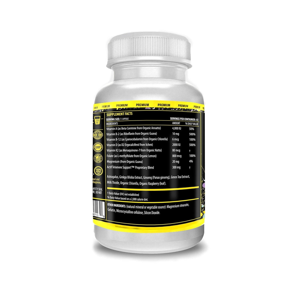 ACTIF Telomere Mega Support with 10+ Factors, Non-GMO, Telomerase and DNA Supplement for Energy, Memory and Anti-Aging, Made in USA, 60 Count - TrustMedUSA