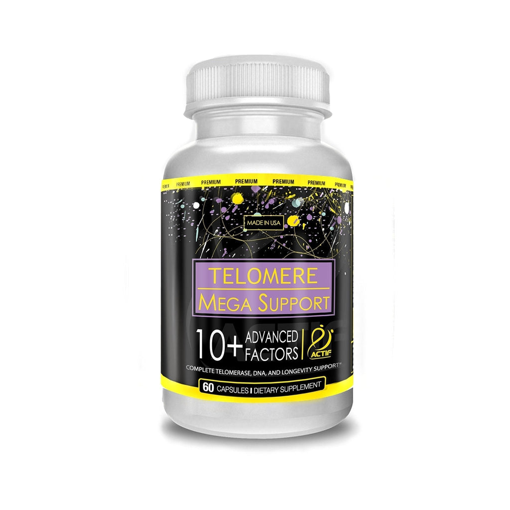 ACTIF Telomere Mega Support with 10+ Factors, Non-GMO, Telomerase and DNA Supplement for Energy, Memory and Anti-Aging, Made in USA, 60 Count - TrustMedUSA