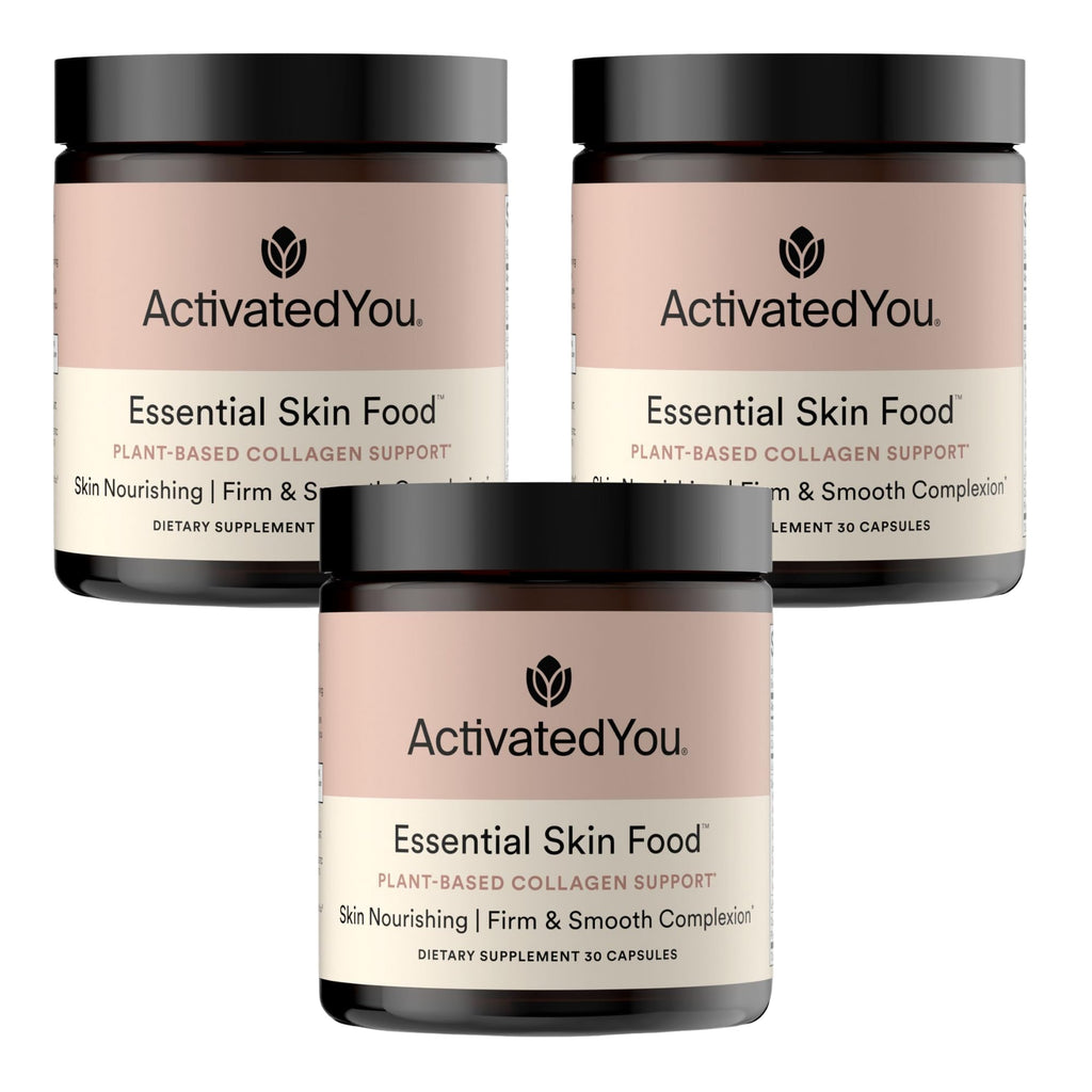 ACTIVATEDYOU Essential Skin Food, Advanced Skincare Collagen Elastin Support Supplement for Aging Skin, Helps Improve Appearance of Face Texture, Sagging w/Dermaval, Vitamin C (30 Count (Pack of 3)) - TrustMedUSA