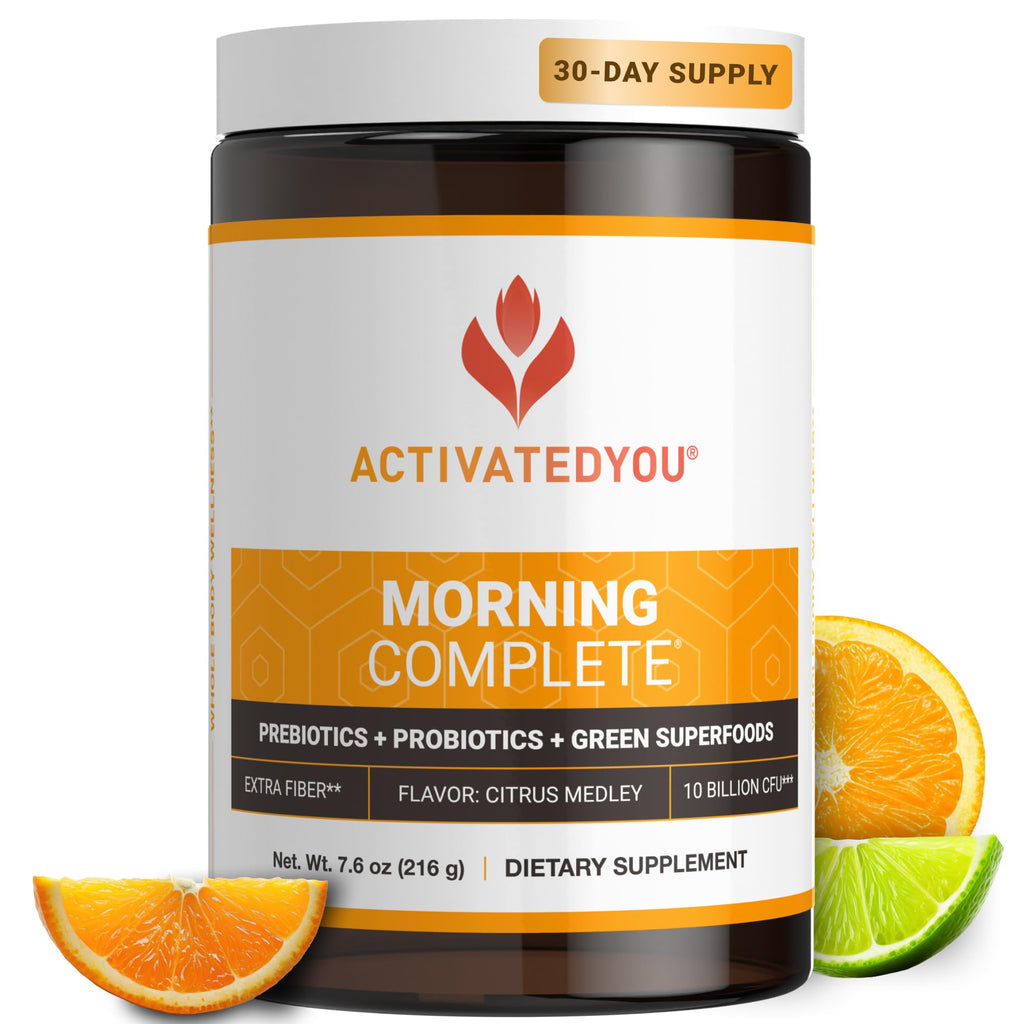 ACTIVATEDYOU Morning Complete Daily Wellness Greens Superfood Drink Mix for Gut Health w/Prebiotics, Probiotics, Antioxidants, Green Superfoods - TrustMedUSA