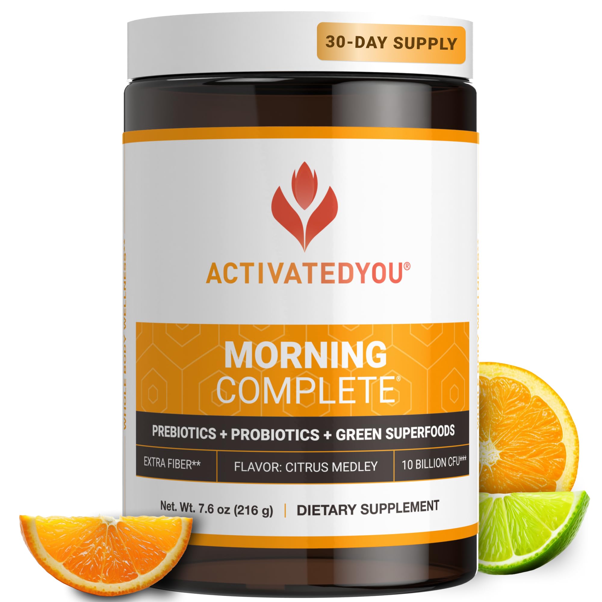 ACTIVATEDYOU Morning Complete Daily Wellness Greens Superfood Drink Mix for Gut Health w/Prebiotics, Probiotics, Antioxidants, Green Superfoods - TrustMedUSA