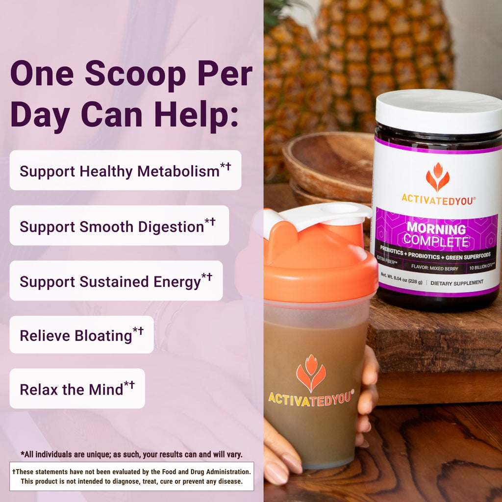 ACTIVATEDYOU Morning Complete Super Greens Powder Drink Mix - Gut Health Boost with Prebiotics, Probiotics, & Antioxidants - 10 Billion CFUs, Mixed Berry Flavor - Greens Superfood Powder - 3 Pack - TrustMedUSA