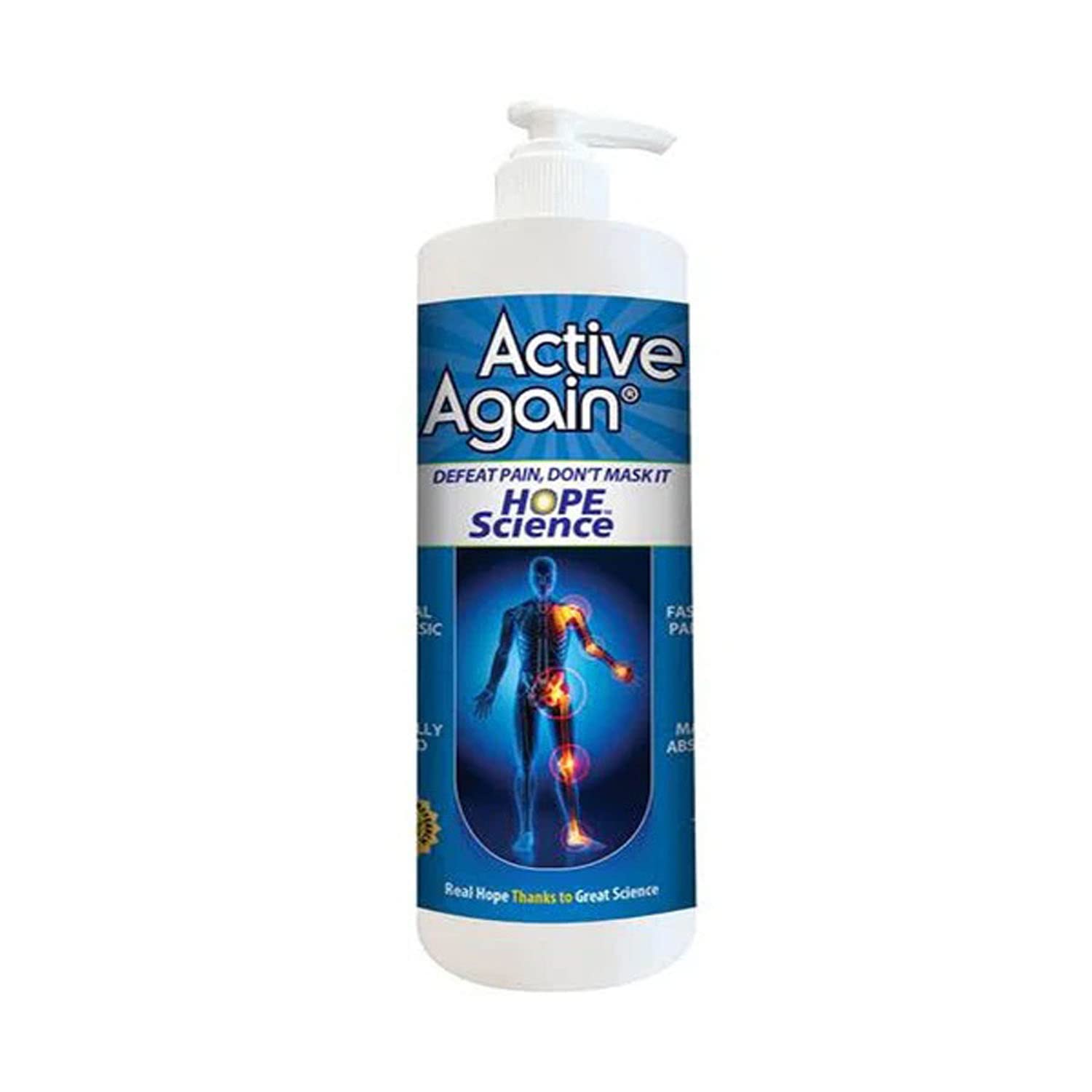 ACTIVE AGAIN Hope Science Cream, 16oz | for Joint Health, Pain Relief, and Mobility, Muscle, Back, Knee, Shoulder | Fast Acting | Made in USA - TrustMedUSA