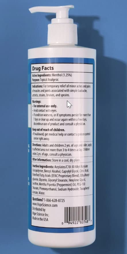 ACTIVE AGAIN Hope Science Cream, 16oz | for Joint Health, Pain Relief, and Mobility, Muscle, Back, Knee, Shoulder | Fast Acting | Made in USA - TrustMedUSA