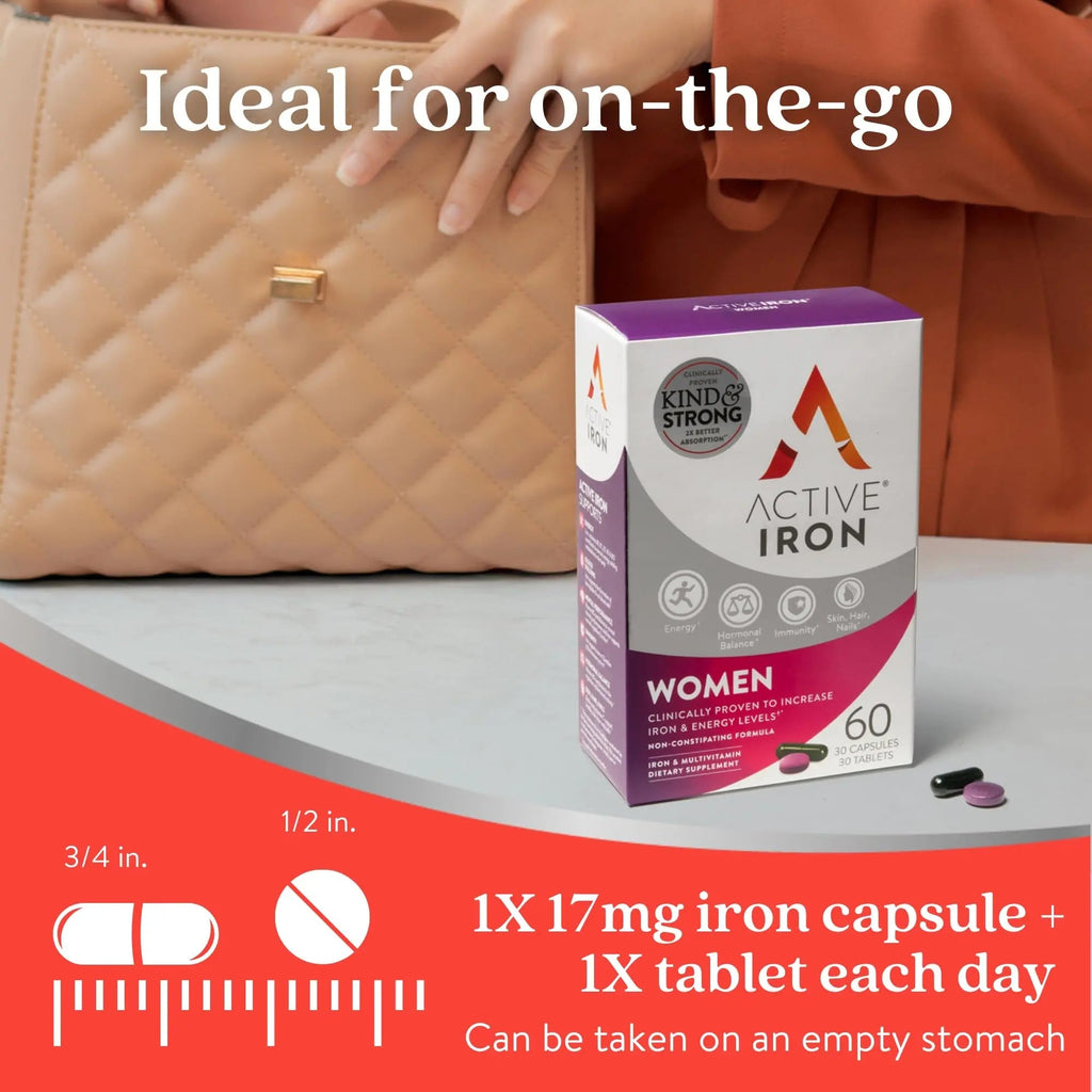 Active Iron Supplement 25mg + Multivitamin for Women – Clinically Proven to Increase Energy & Reduce Tiredness – Gentle - TrustMedUSA