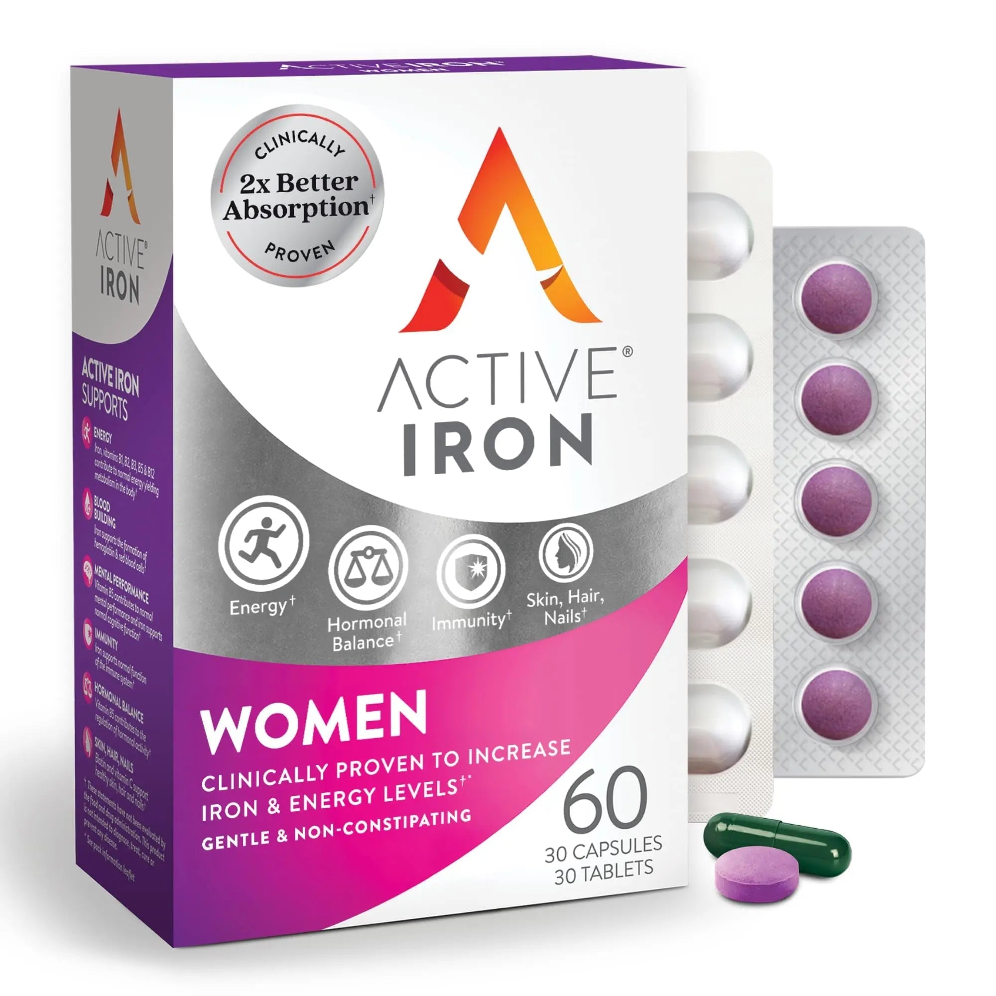 Active Iron Supplement 25mg + Multivitamin for Women – Clinically Proven to Increase Energy & Reduce Tiredness – Gentle - TrustMedUSA