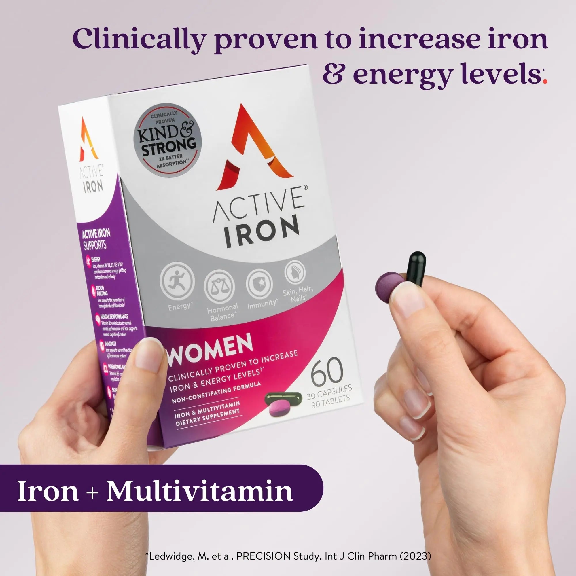 Active Iron Supplement 25mg + Multivitamin for Women – Clinically Proven to Increase Energy & Reduce Tiredness – Gentle - TrustMedUSA