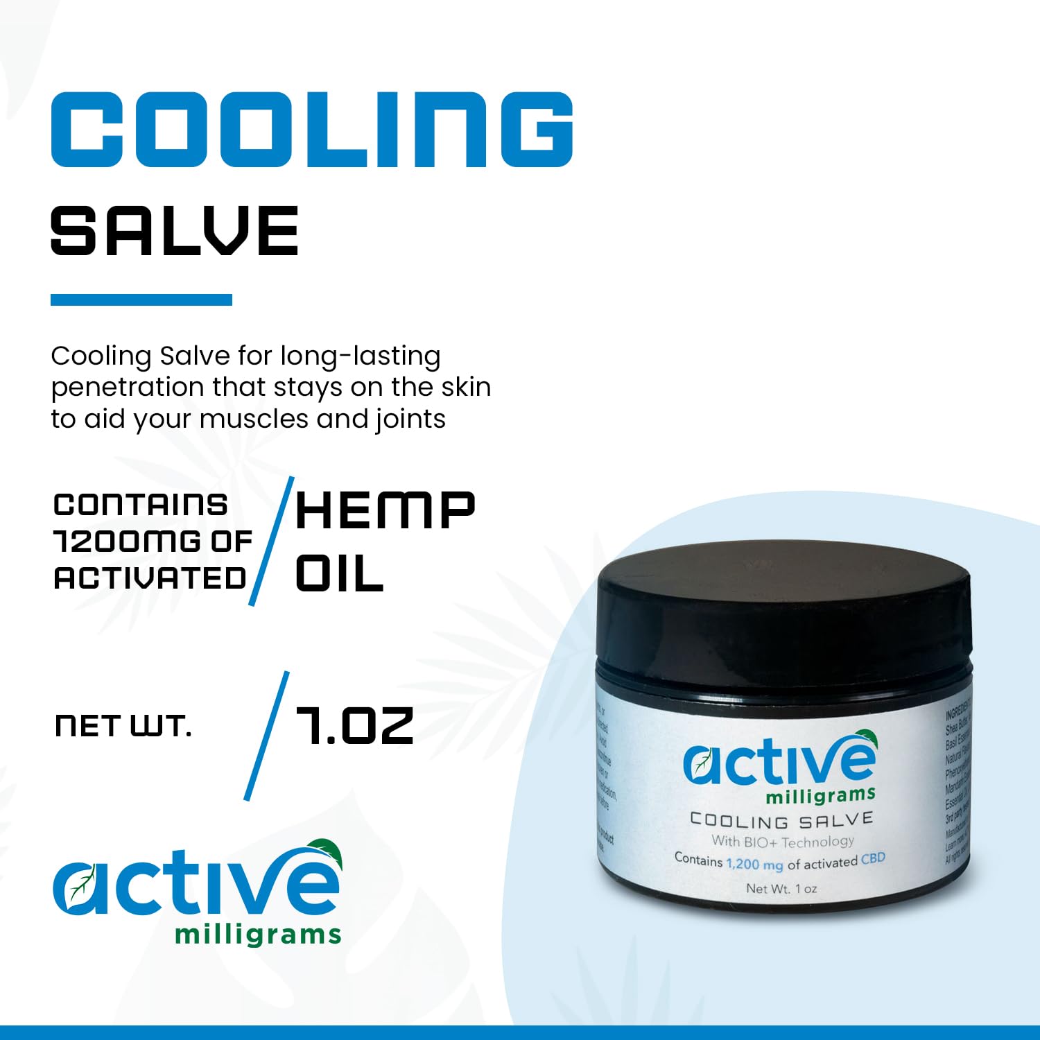 active milligrams Hemp Cooling Salve for Joint & Muscle Relief - Infused with Menthol, Shorea (Sal) Butter, Yarrow Essential Oil – Soothe Discomfort in Back, Knees, Neck, Shoulder, and Elbow - 1 OZ - TrustMedUSA