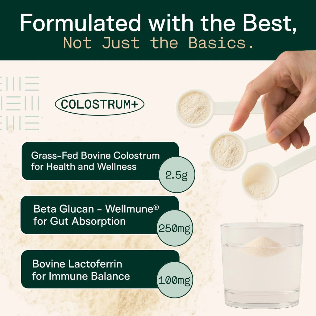 Adapt Naturals Colostrum Supplement with Lactoferrin & Beta-Glucan, Bio-Avail Grass Fed Bovine Colostrum Powder for Gut Health, Immune Support & Vitality | Non-GMO, 2500mg, Unflavored - 30 Days Supply - TrustMedUSA