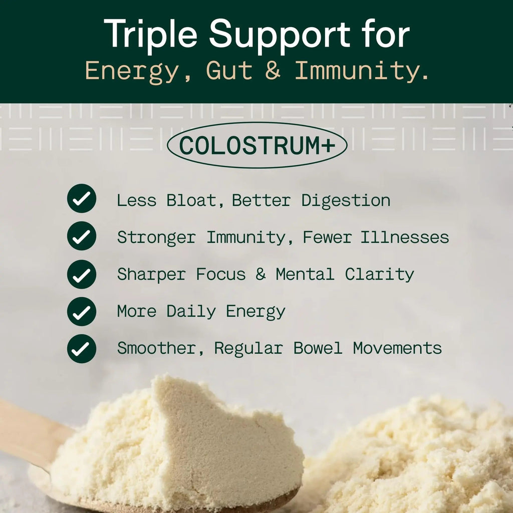 Adapt Naturals Colostrum Supplement with Lactoferrin & Beta-Glucan, Bio-Avail Grass Fed Bovine Colostrum Powder for Gut Health, Immune Support & Vitality | Non-GMO, 2500mg, Unflavored - 30 Days Supply - TrustMedUSA