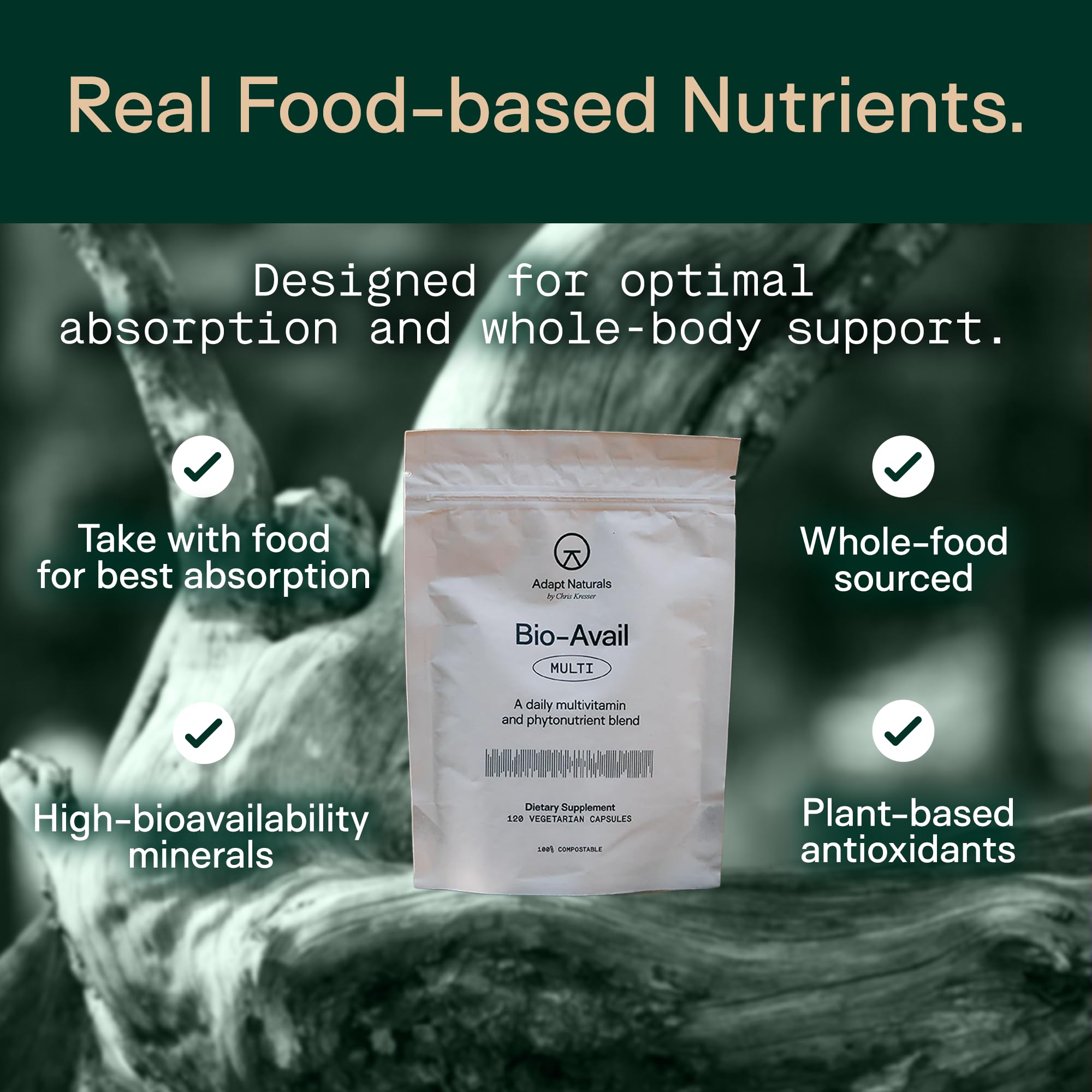 Adapt Naturals Multivitamin for Women & Men, Bioavailable Easy-to-Absorb Multivitamin Daily Supplement with Biotin, Niacin, Vitamin A, B, C, D, E, K1, Zinc, Magnesium - Immune Support - 30 Day Supply - TrustMedUSA