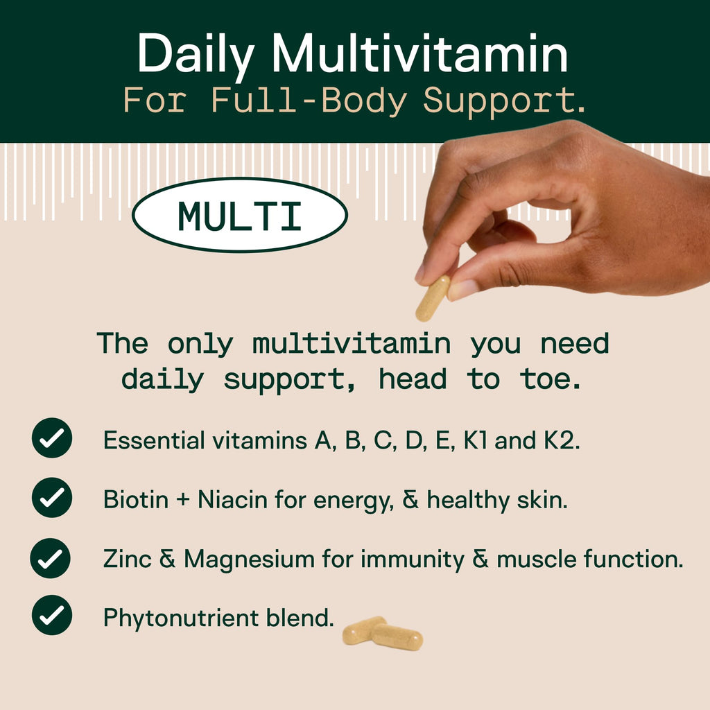 Adapt Naturals Multivitamin for Women & Men, Bioavailable Easy-to-Absorb Multivitamin Daily Supplement with Biotin, Niacin, Vitamin A, B, C, D, E, K1, Zinc, Magnesium - Immune Support - 30 Day Supply - TrustMedUSA