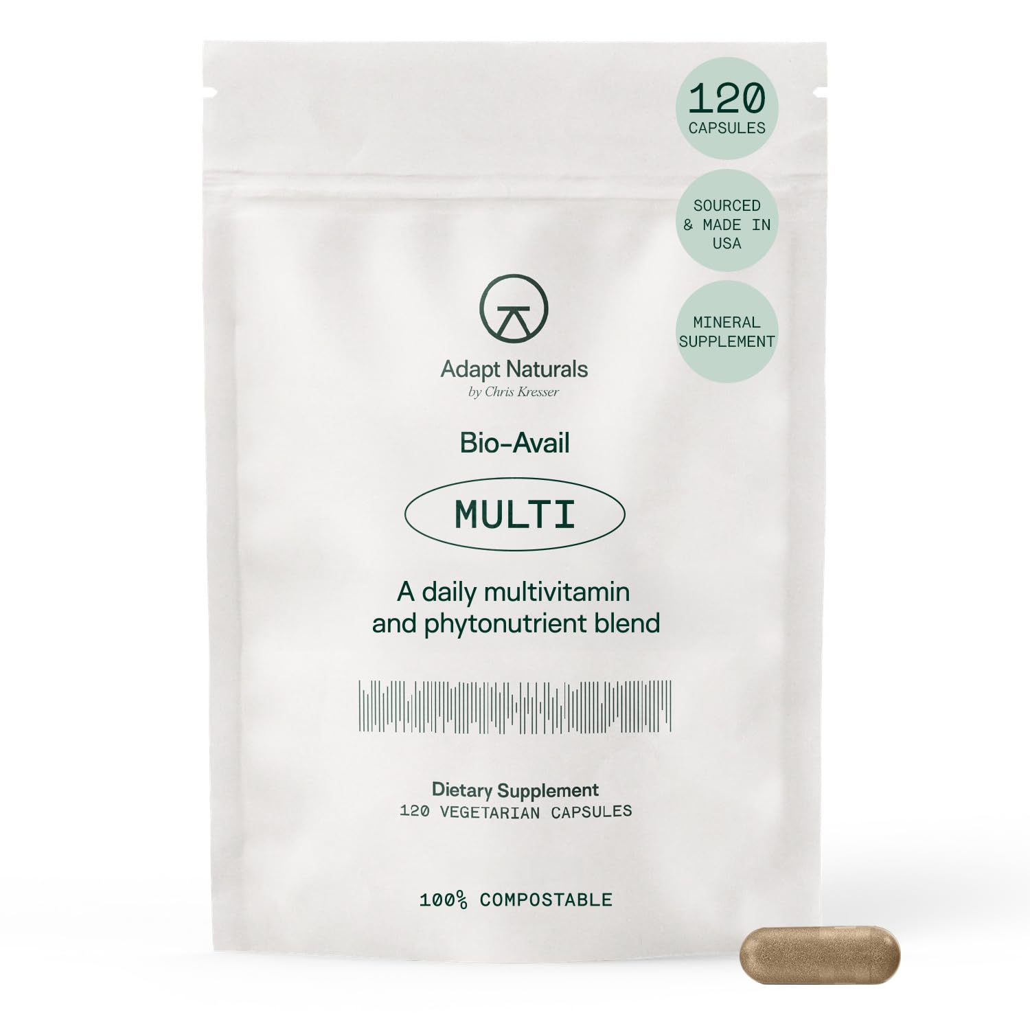 Adapt Naturals Multivitamin for Women & Men, Bioavailable Easy-to-Absorb Multivitamin Daily Supplement with Biotin, Niacin, Vitamin A, B, C, D, E, K1, Zinc, Magnesium - Immune Support - 30 Day Supply - TrustMedUSA