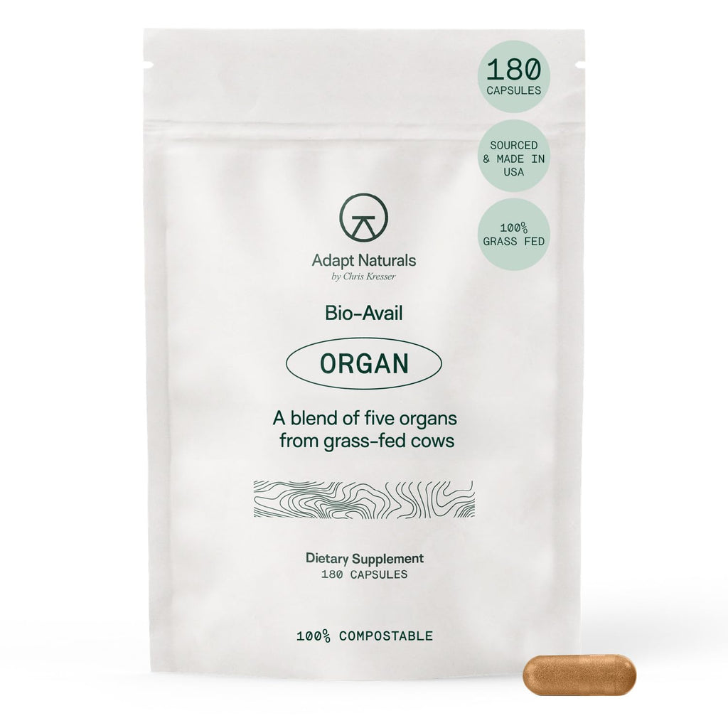 Adapt Naturals Organ Supplement, Bioavailable Grass Fed Beef Liver Capsules, Blend of Liver, Heart, Kidney, Pancreas & Spleen, Support Liver Cleanse Detox & Repair | Source of CoQ10-30 Days Supply - TrustMedUSA