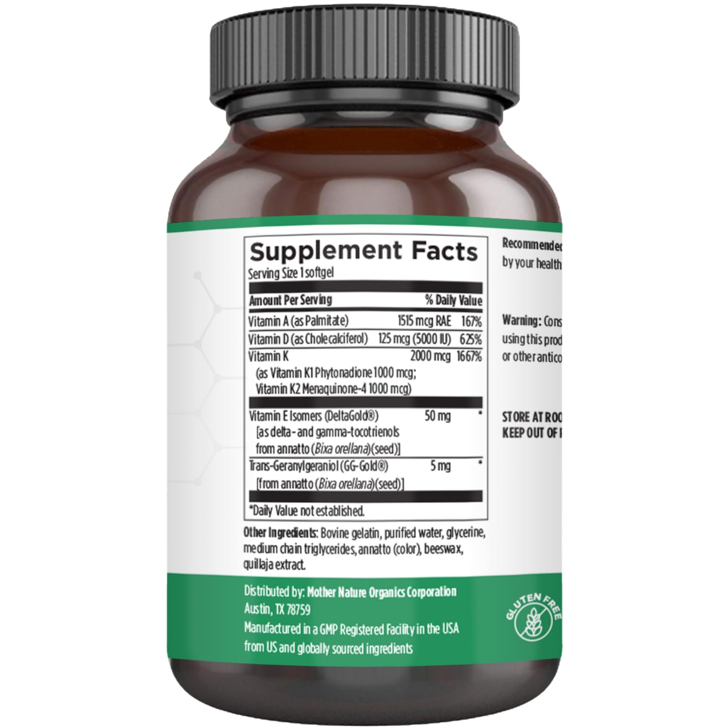 ADK Vitamin Supplement - 5000 IU Vitamin D3 + A & K2 MK-7 - High Absorption for Bone, Heart & Immune Support - Non-GMO (60 Softgels) - TrustMedUSA