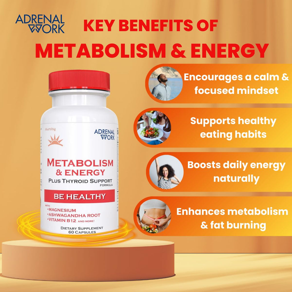 Adrenalwork Adrenal Support Supplement - Organic Ashwagandha Capsules for Stress Relief, Calm Energy & Focus - Adaptogen Blend with Rhodiola & Holy Basil - Men & Women - 60 Capsules - TrustMedUSA