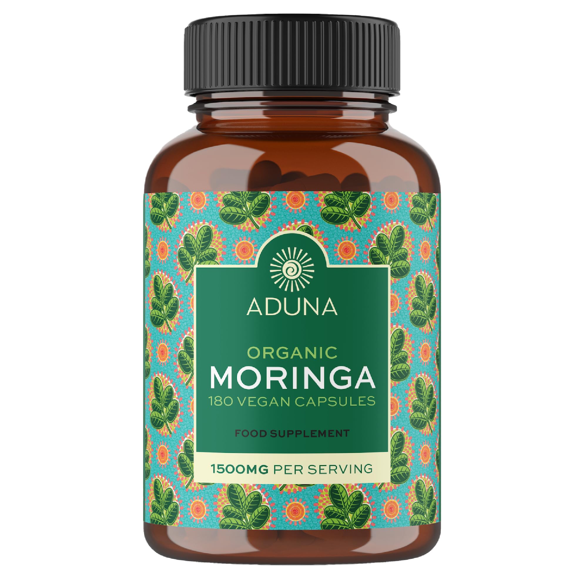 Aduna Organic Moringa Capsules 1500mg | 100% Pure Moringa Leaf for Energy, Immunity & Focus | Natural Plant-Based Food Supplement for Tiredness, Recovery & Breastfeeding | 180 Vegan Capsules - TrustMedUSA