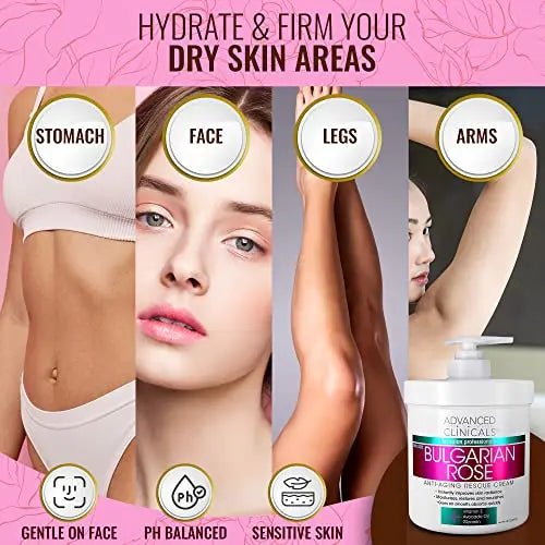 Advanced Clinicals Bulgarian Rose Anti Aging Vitamin E Moisturizer Body Lotion & Face - TrustMedUSA
