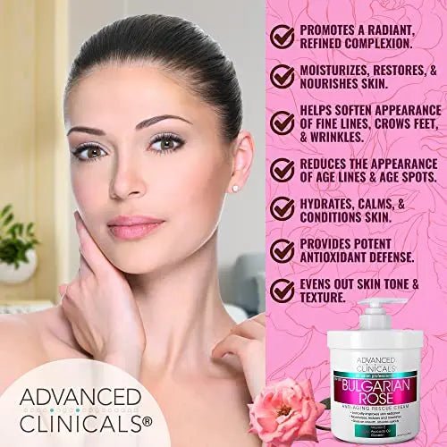 Advanced Clinicals Bulgarian Rose Anti Aging Vitamin E Moisturizer Body Lotion & Face - TrustMedUSA