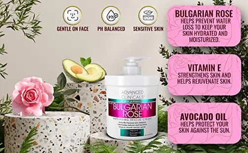 Advanced Clinicals Bulgarian Rose Anti Aging Vitamin E Moisturizer Body Lotion & Face - TrustMedUSA