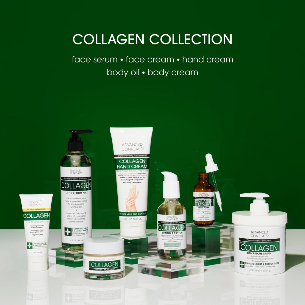 Advanced Clinicals Collagen Cream Body Lotion & Face Moisturizer W/Vitamin E | Skincare Moisturizing Collagen Lotion For Women, Men, Hand, & Neck Improves Look Of Crepey Skin & Uneven Dry Skin, 2pc - Maple Wellness Supplements