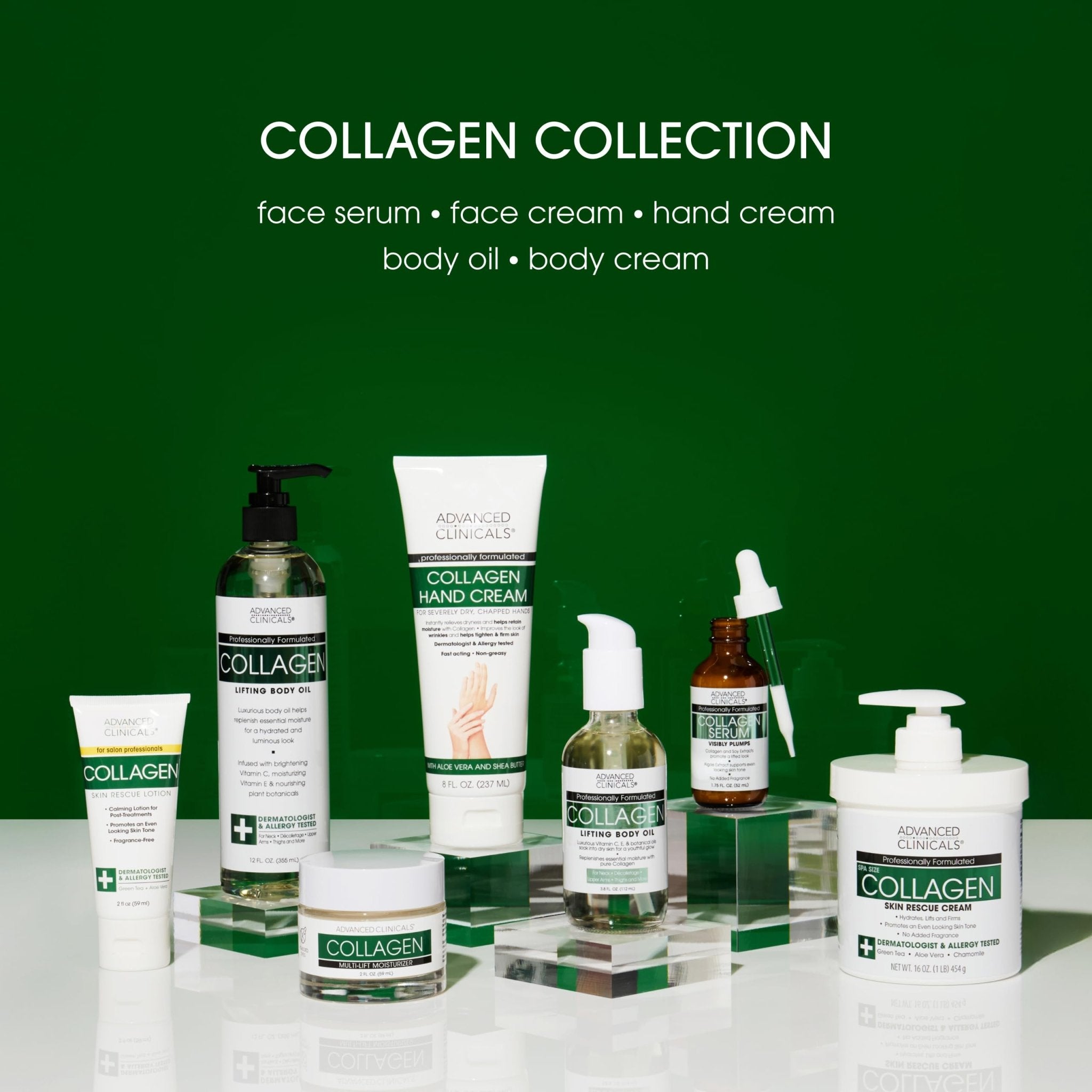 Advanced Clinicals Collagen Cream Body Lotion & Face Moisturizer W/Vitamin E | Skincare Moisturizing Collagen Lotion For Women, Men, Hand, & Neck Improves Look Of Crepey Skin & Uneven Dry Skin, 2pc - Maple Wellness Supplements