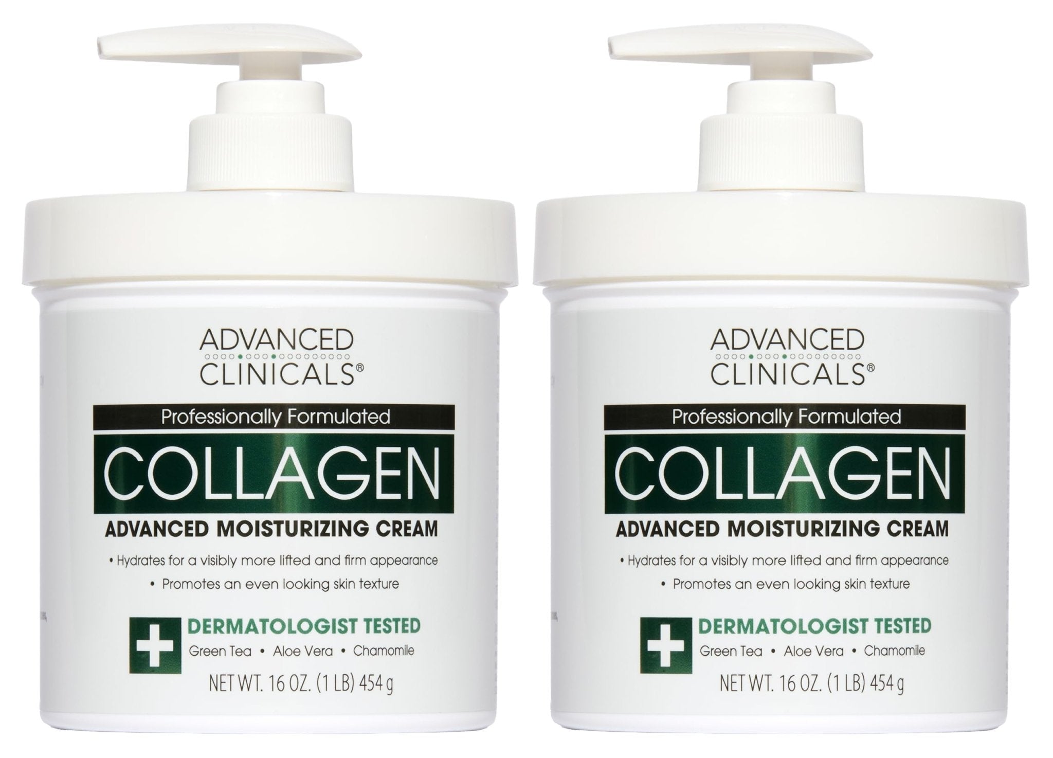Advanced Clinicals Collagen Cream Body Lotion & Face Moisturizer W/Vitamin E | Skincare Moisturizing Collagen Lotion For Women, Men, Hand, & Neck Improves Look Of Crepey Skin & Uneven Dry Skin, 2pc - Maple Wellness Supplements