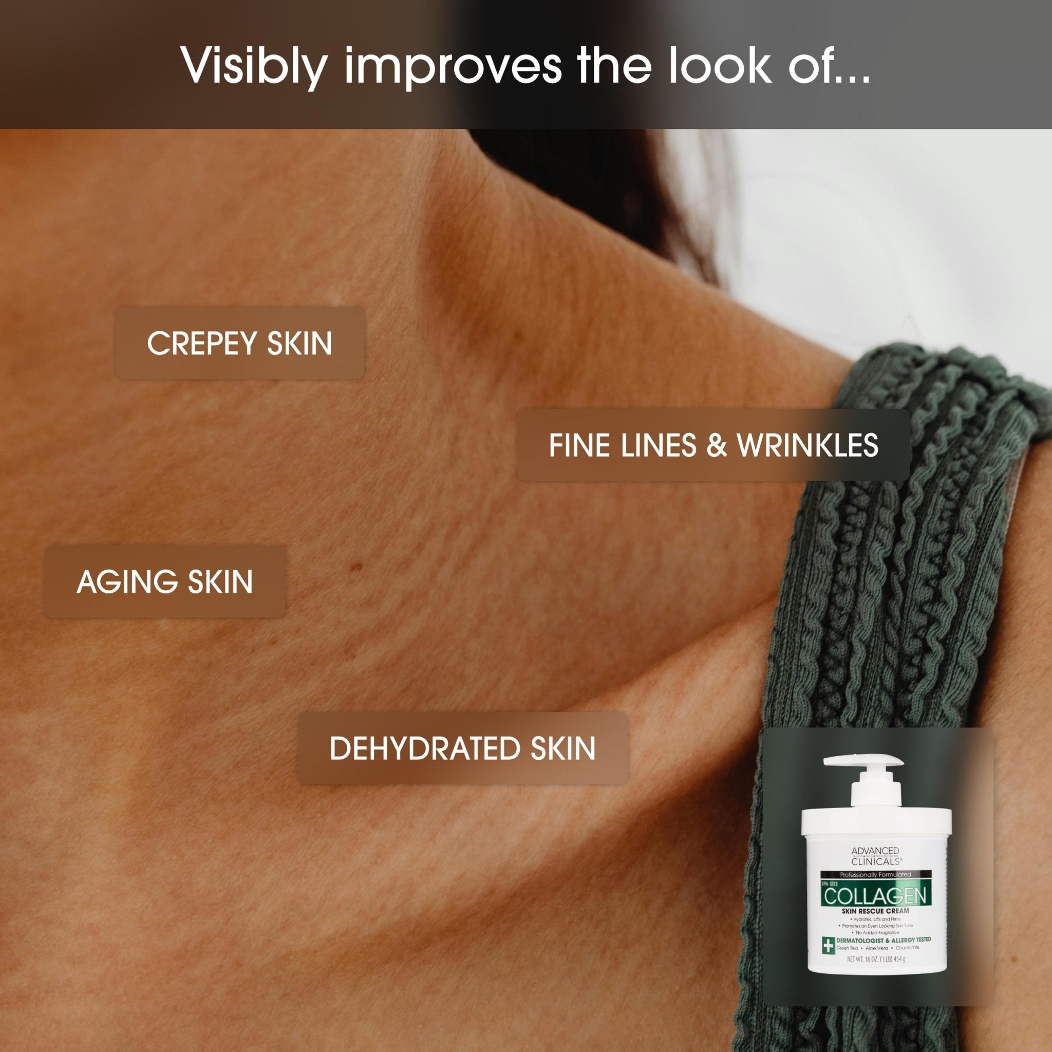 Advanced Clinicals Collagen Cream Body Lotion & Face Moisturizer W/Vitamin E | Skincare Moisturizing Collagen Lotion For Women, Men, Hand, & Neck Improves Look Of Crepey Skin & Uneven Dry Skin, 2pc - Maple Wellness Supplements