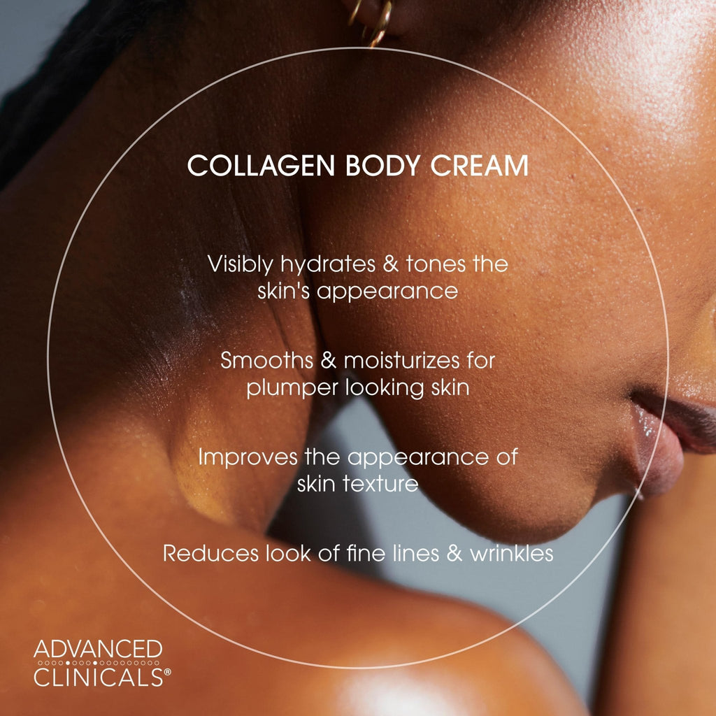 Advanced Clinicals Collagen Cream Body Lotion & Face Moisturizer W/Vitamin E | Skincare Moisturizing Collagen Lotion For Women, Men, Hand, & Neck Improves Look Of Crepey Skin & Uneven Dry Skin, 2pc - Maple Wellness Supplements