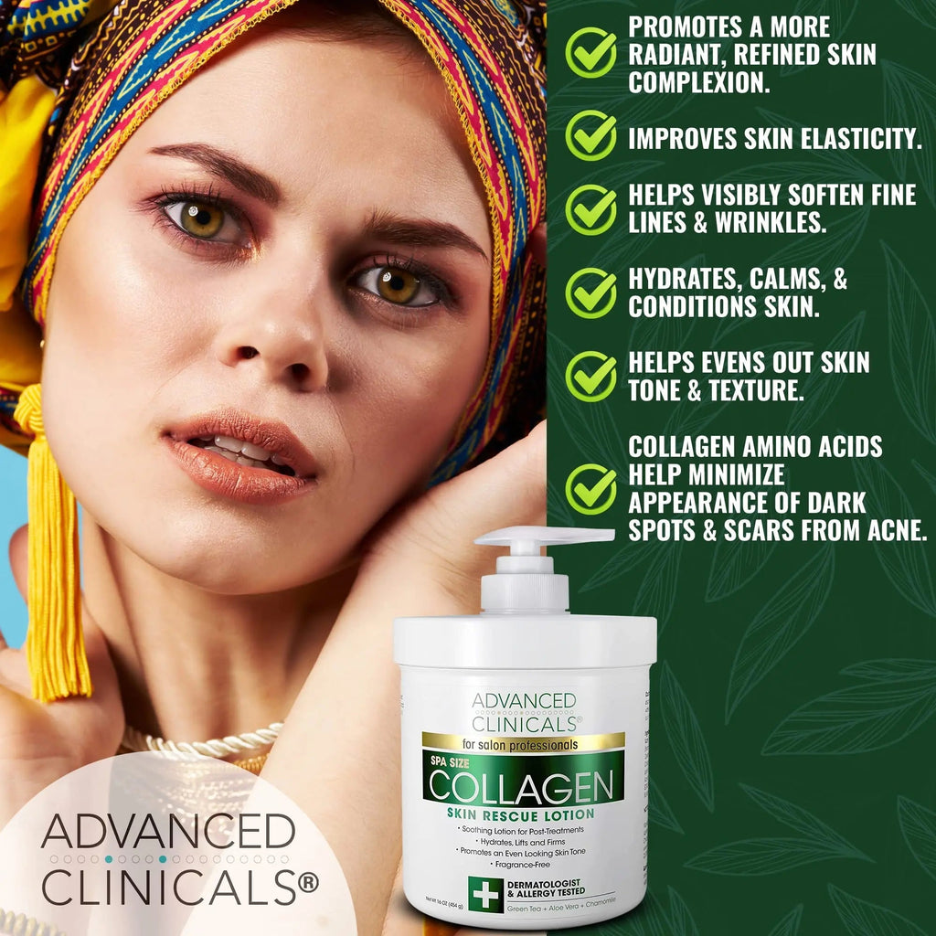 Advanced Clinicals Retinol Body Lotion + Collagen Cream 2pc Body Skin Care Set - TrustMedUSA