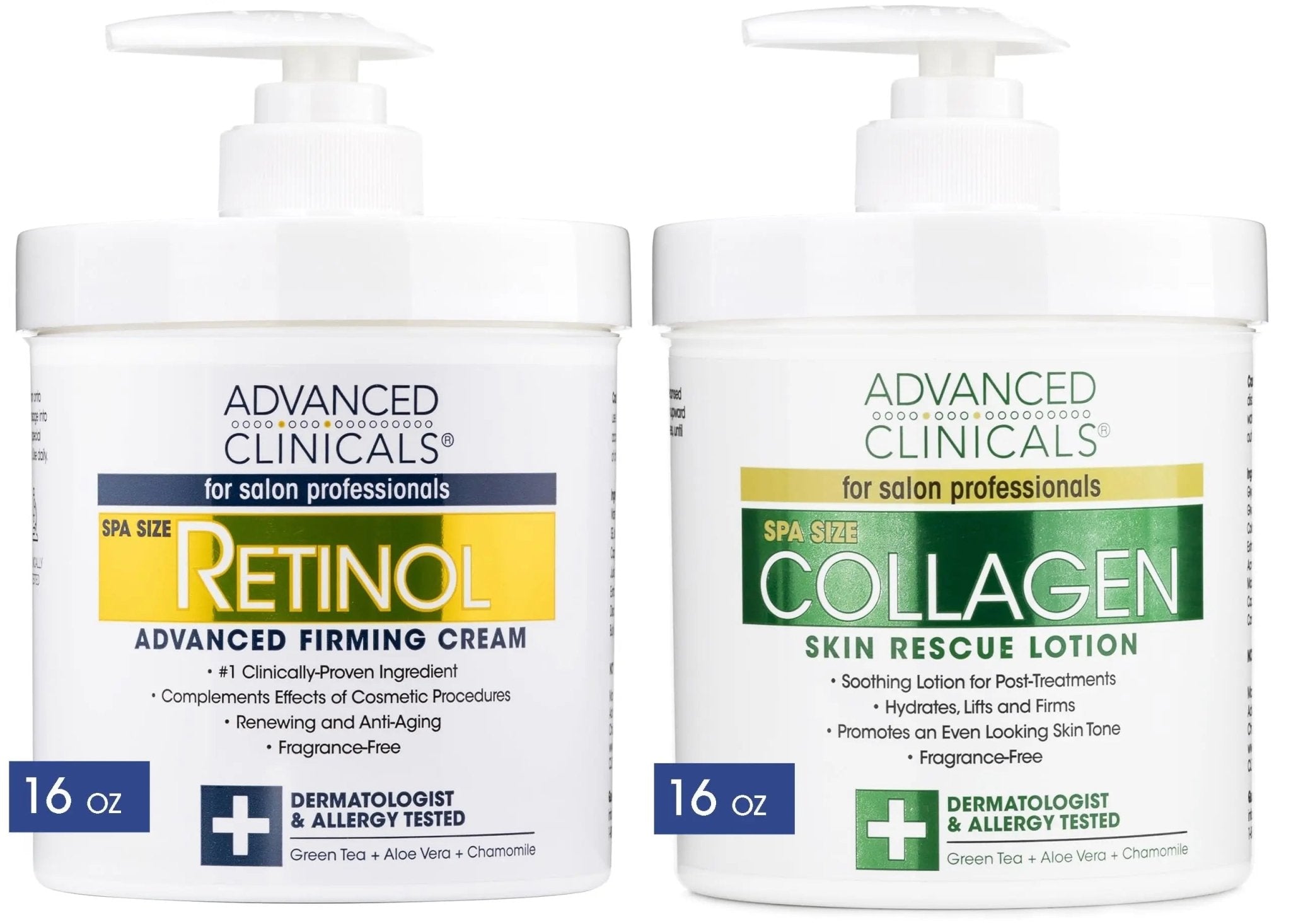 Advanced Clinicals Retinol Body Lotion + Collagen Cream 2pc Body Skin Care Set - TrustMedUSA
