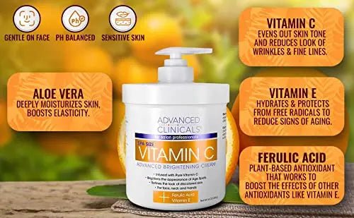 Advanced Clinicals Vitamin C Face & Body Cream Moisturizing Skin Care Lotion, Anti - TrustMedUSA